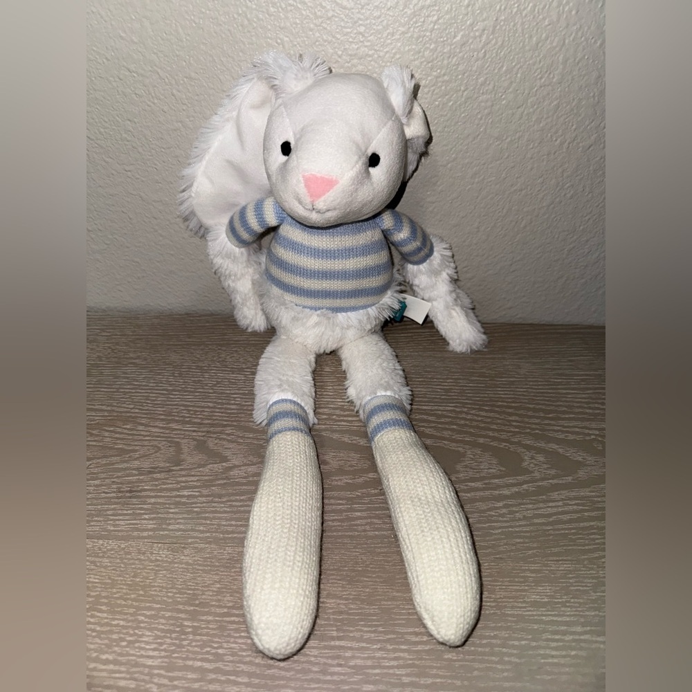 Manhattan Toy Co Twiggies Billy White Blue 17” Stuffed Animal Plush Bunny Rabbit